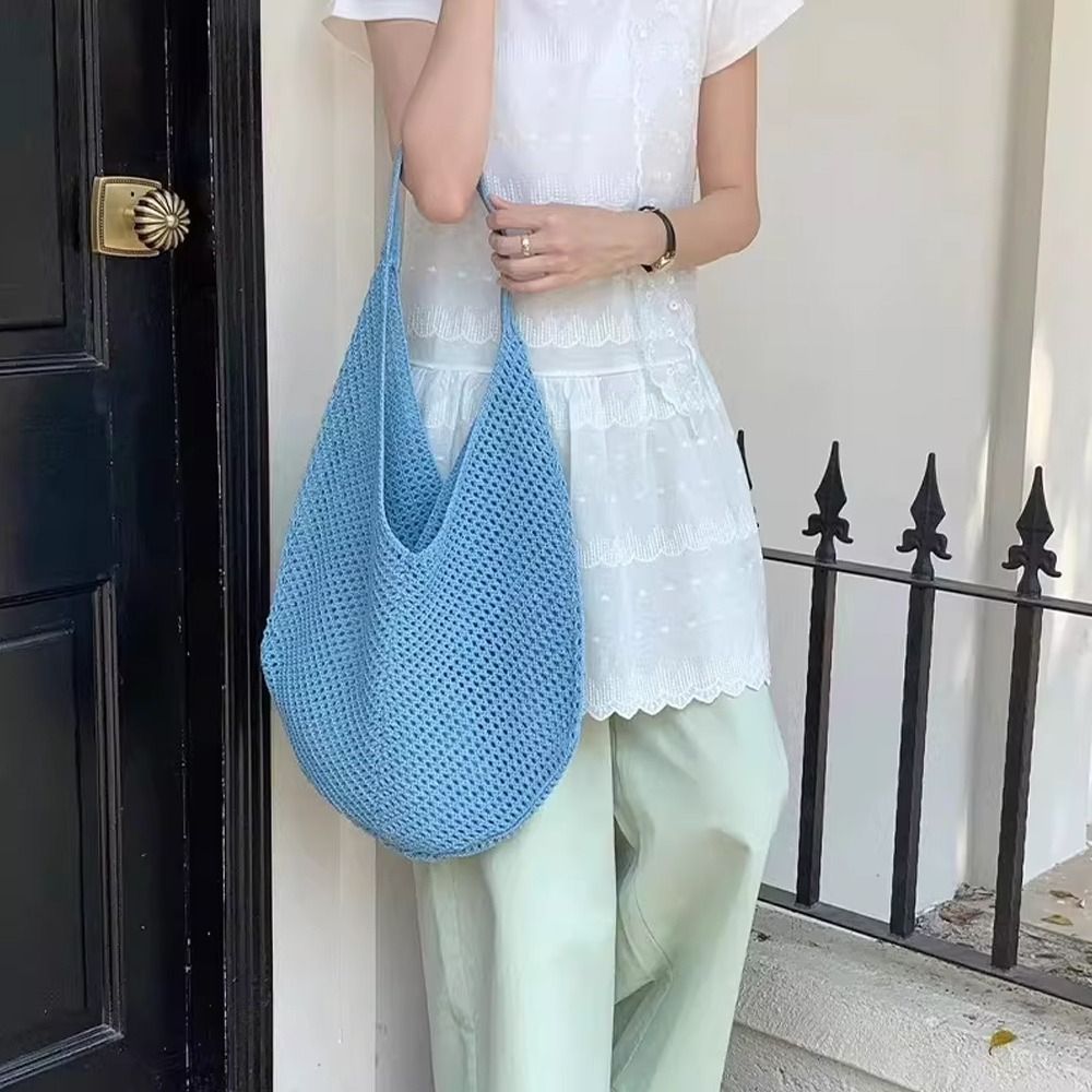 Hollow Woven Single Shoulder B - Crochet Market Bag บทวิจารณ์และราคา