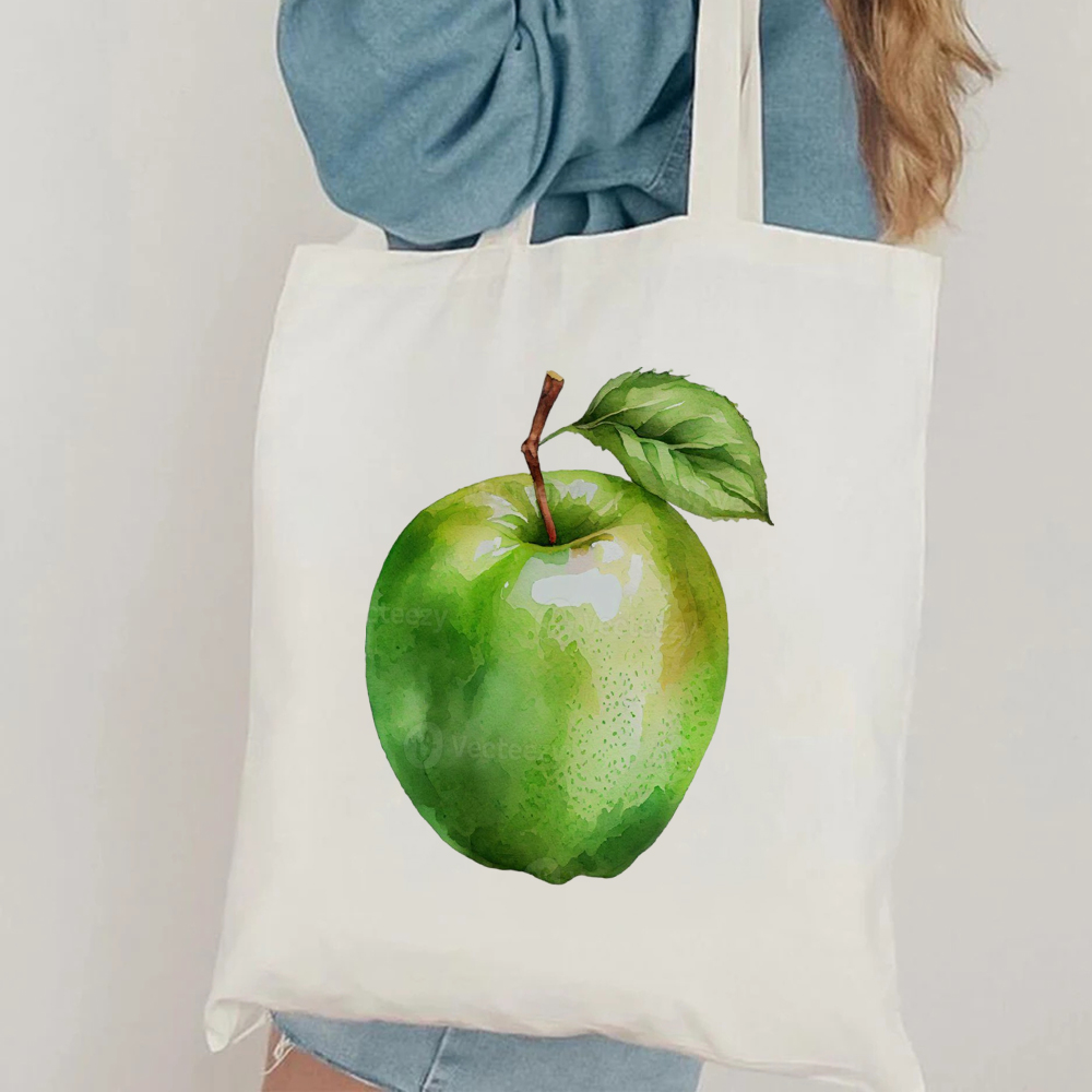 Minimalist Green Apple Art Can - Shopper Tote Canvas บทวิจารณ์และราคา