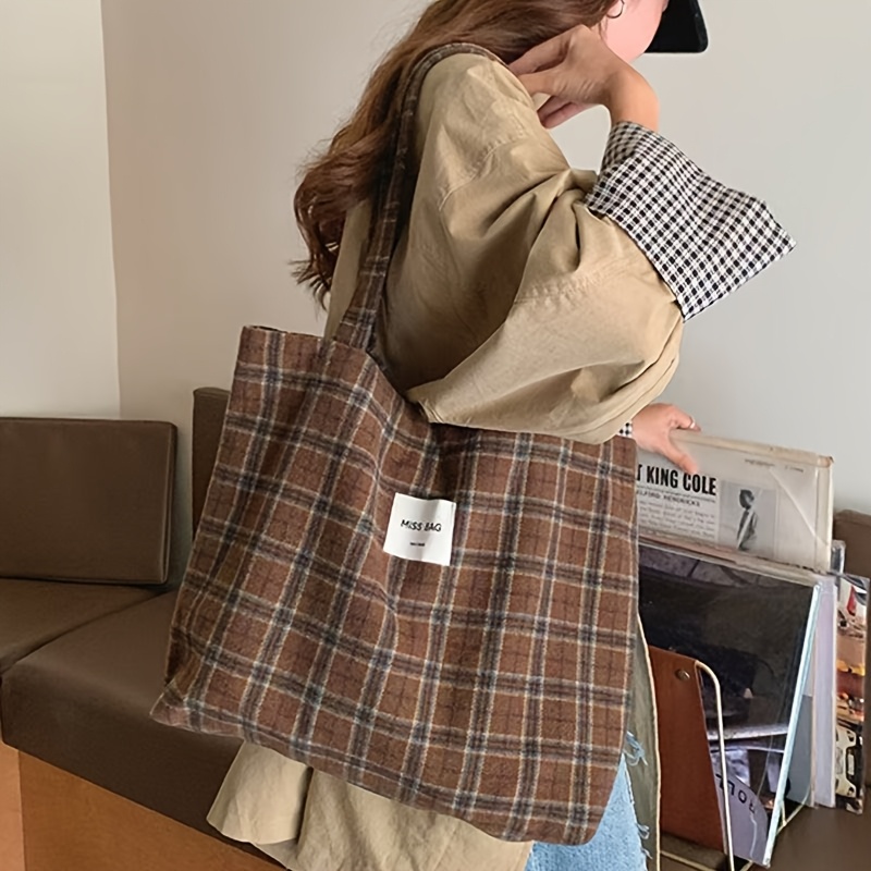 Autumn and winter checkered to - Shopper Tote Canvas บทวิจารณ์และราคา