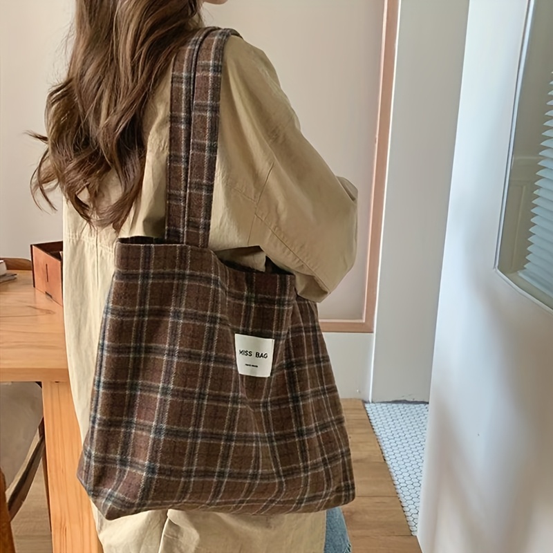 Autumn and winter checkered to - Shopper Tote Canvas บทวิจารณ์และราคา