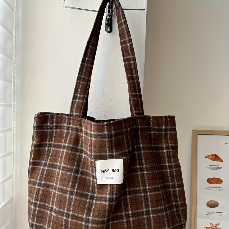 Autumn and winter checkered to - Shopper Tote Canvas บทวิจารณ์และราคา