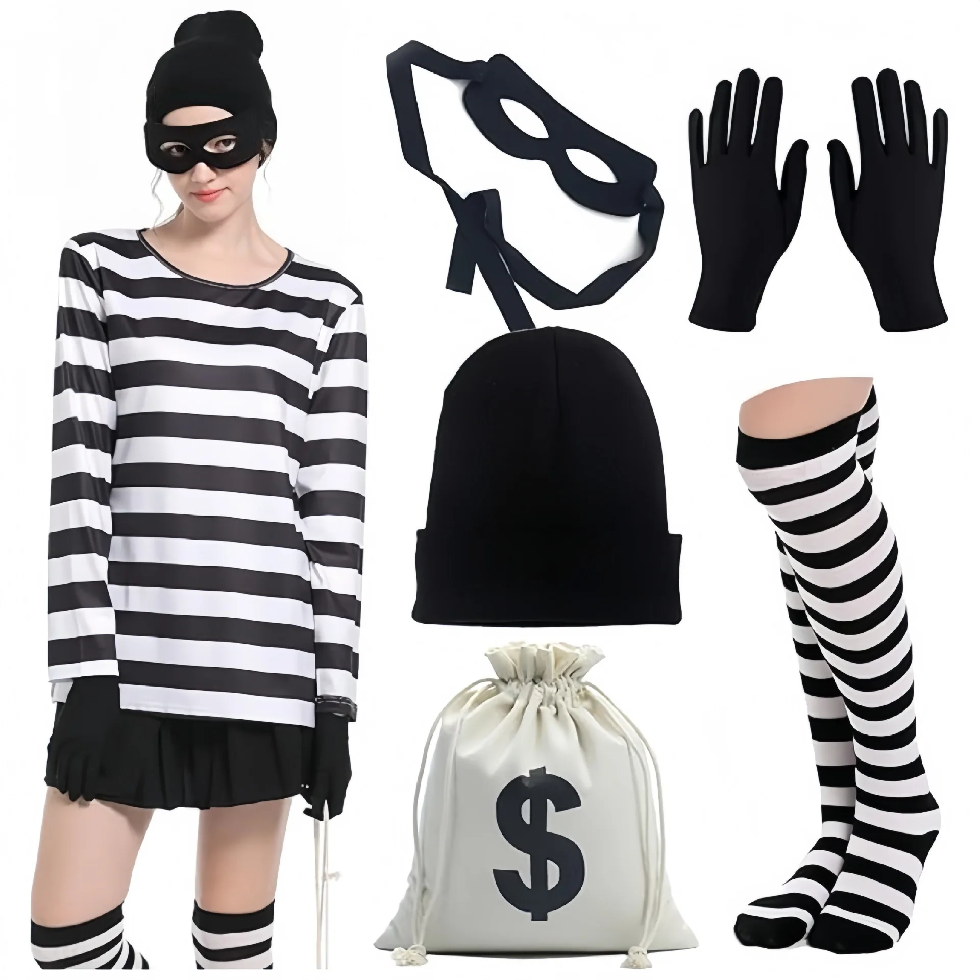 Convict Thief Cosplay Costume  - Women Bags Europe บทวิจารณ์และราคา