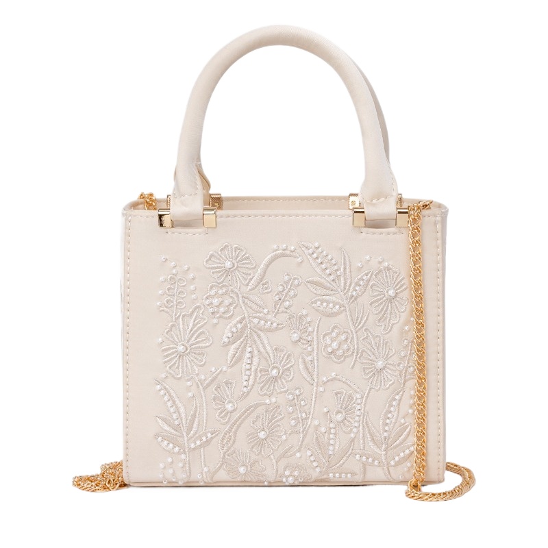 Embroidered Pearl Handbag Vint - Top Handle Structured บทวิจารณ์และราคา