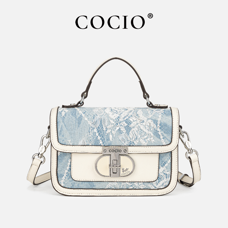 Women Blue White Lace Flap Han - Top Handle Structured บทวิจารณ์และราคา