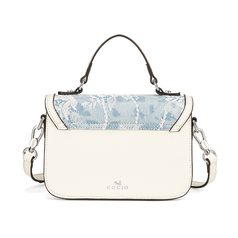 Women Blue White Lace Flap Han - Top Handle Structured บทวิจารณ์และราคา