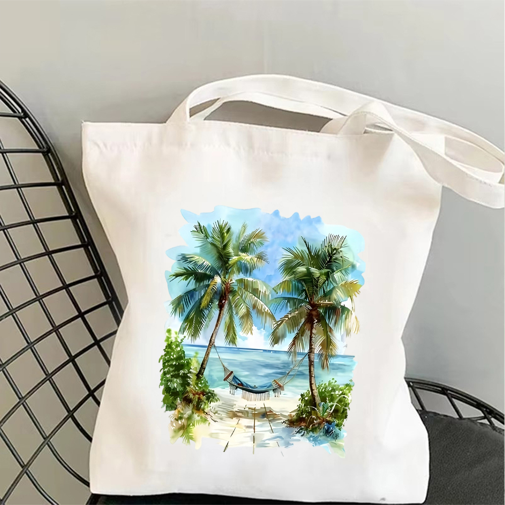 Tropical Beach Canvas Tote Bag - Shopper Tote Canvas บทวิจารณ์และราคา