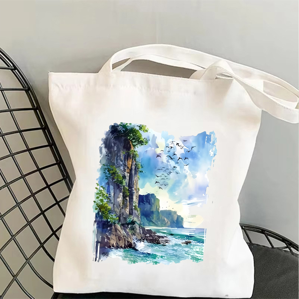 Tropical Beach Canvas Tote Bag - Shopper Tote Canvas บทวิจารณ์และราคา