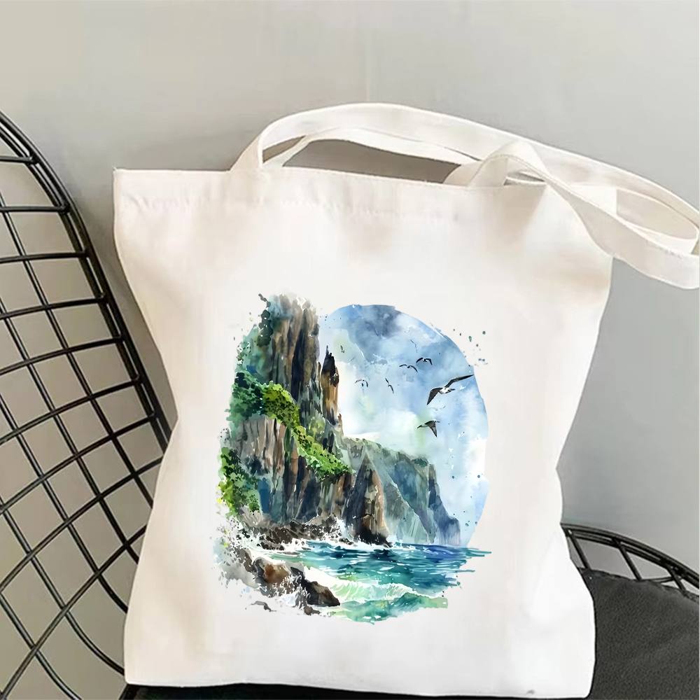 Tropical Beach Canvas Tote Bag - Shopper Tote Canvas บทวิจารณ์และราคา