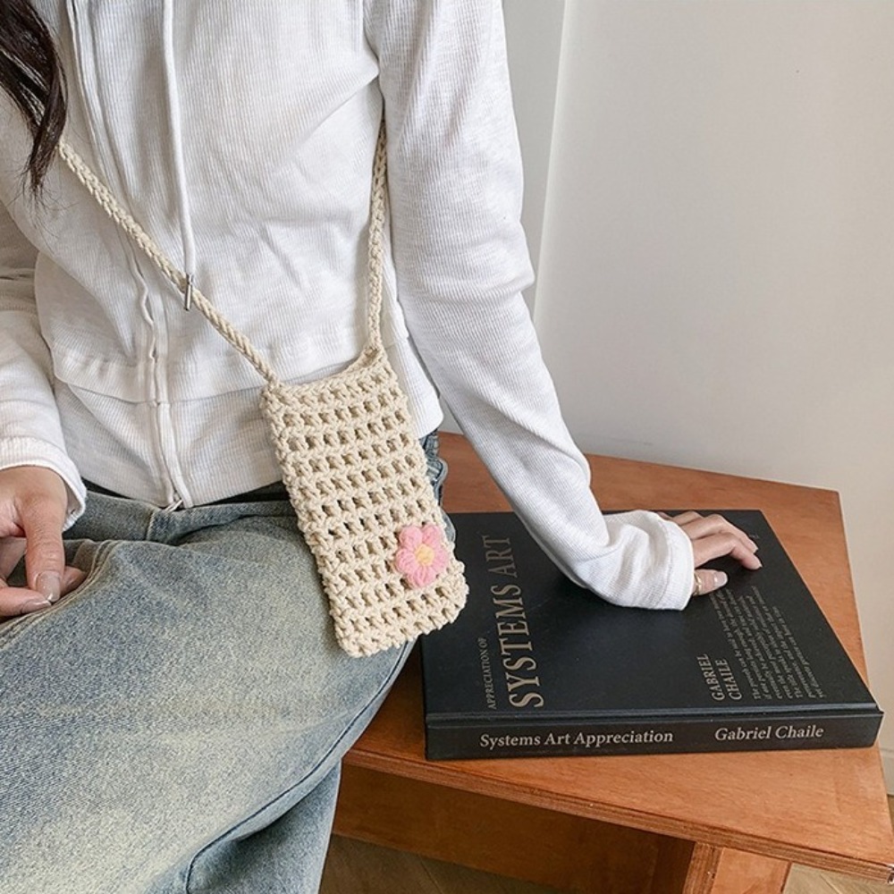 Fashion Flower Weaving Crossbo - Crochet Market Bag บทวิจารณ์และราคา