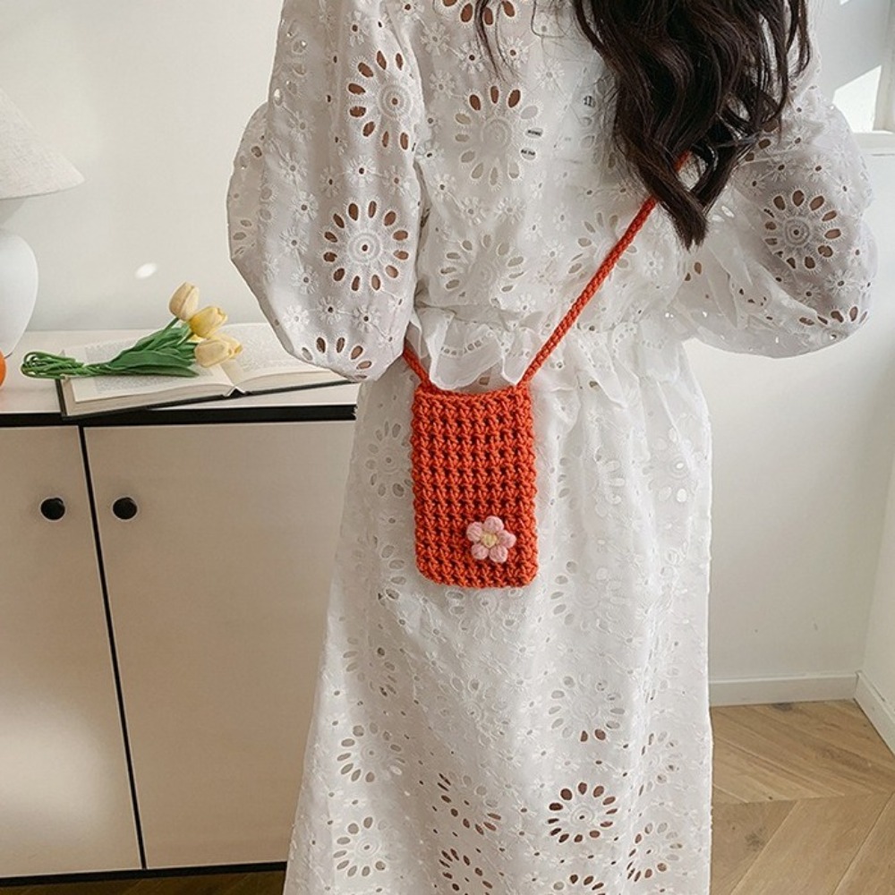 Fashion Flower Weaving Crossbo - Crochet Market Bag บทวิจารณ์และราคา