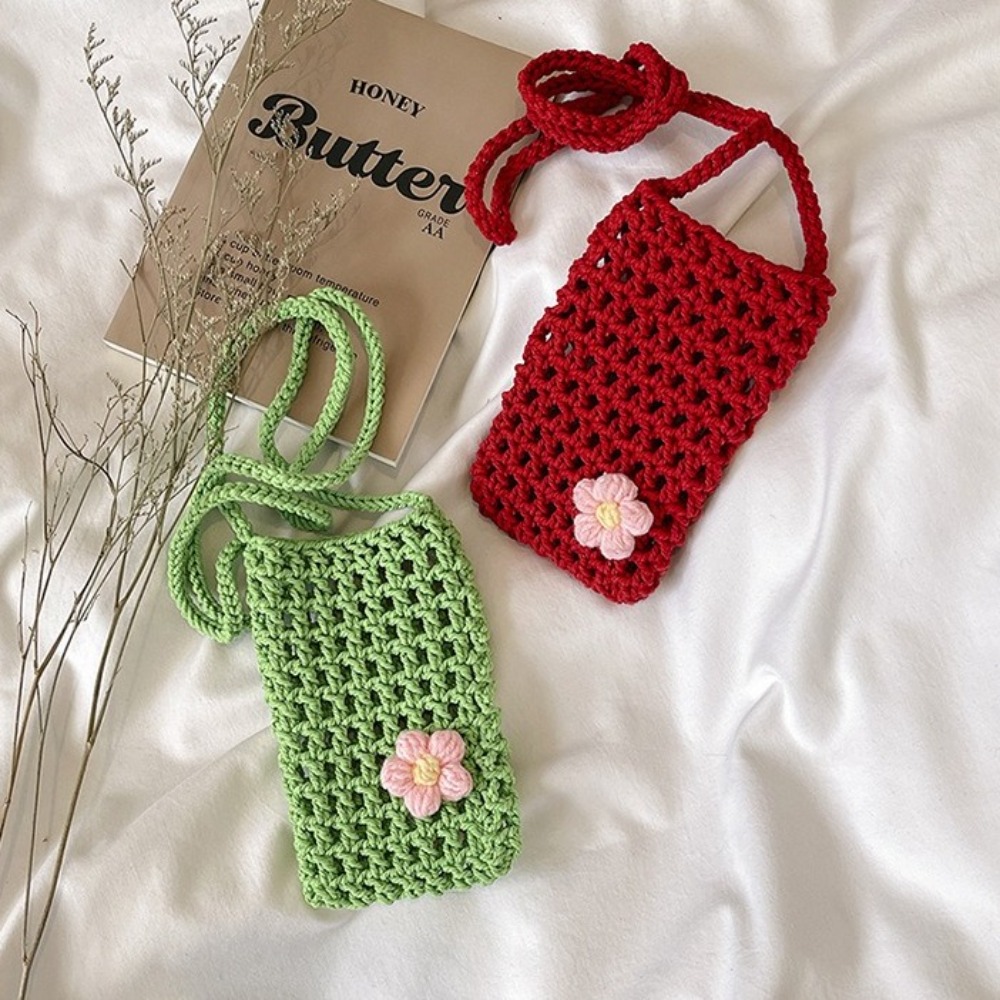 Fashion Flower Weaving Crossbo - Crochet Market Bag บทวิจารณ์และราคา