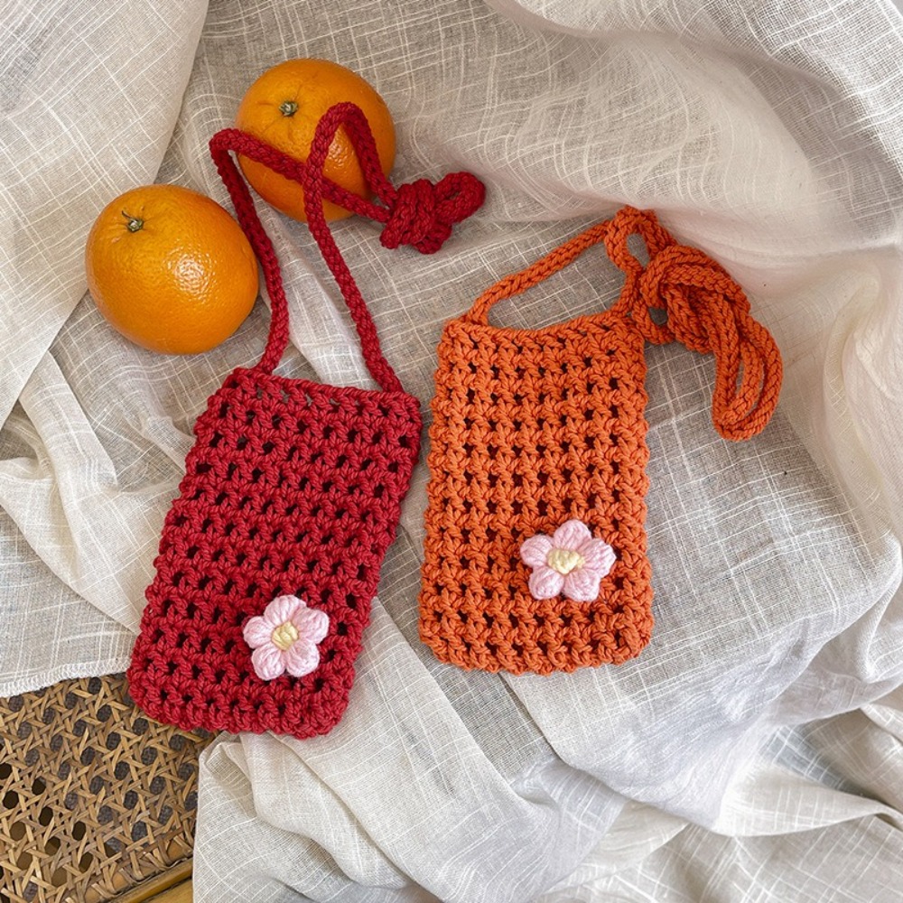 Fashion Flower Weaving Crossbo - Crochet Market Bag บทวิจารณ์และราคา