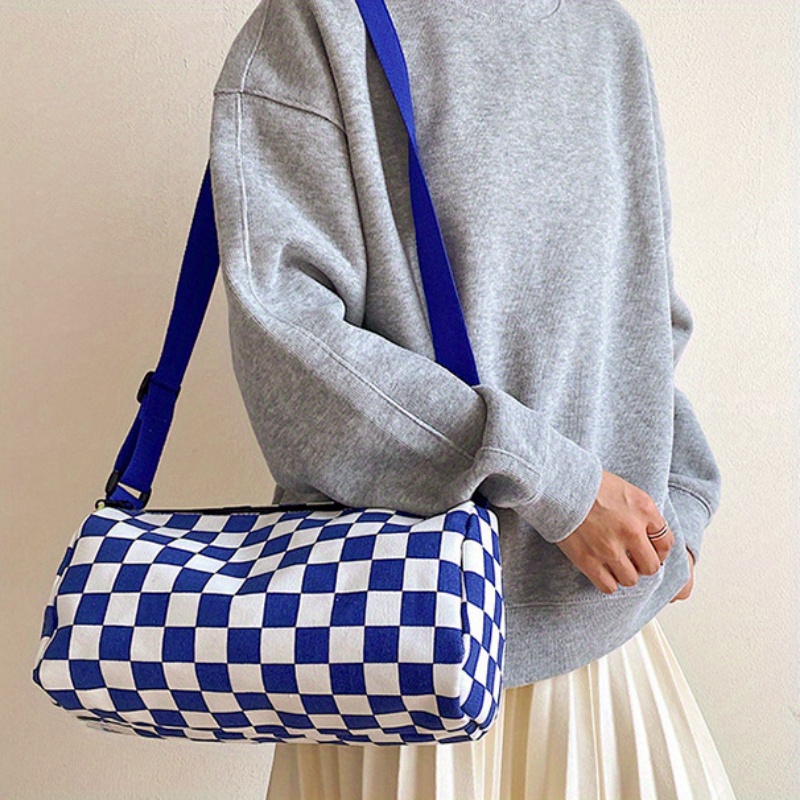 Chic Plaid Canvas Crossbody Ba - Women Bags Zip บทวิจารณ์และราคา