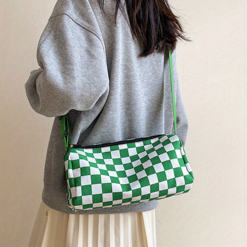 Chic Plaid Canvas Crossbody Ba - Women Bags Zip บทวิจารณ์และราคา