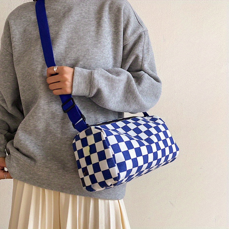 Chic Plaid Canvas Crossbody Ba - Women Bags Zip บทวิจารณ์และราคา
