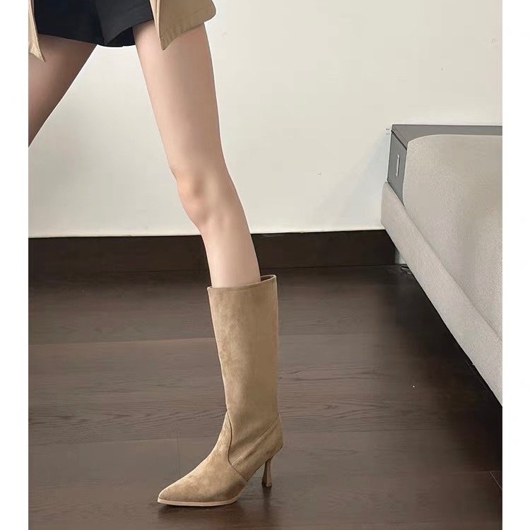 Cow Suede Mid-calf Modern Boot - Women Bags Zip บทวิจารณ์และราคา