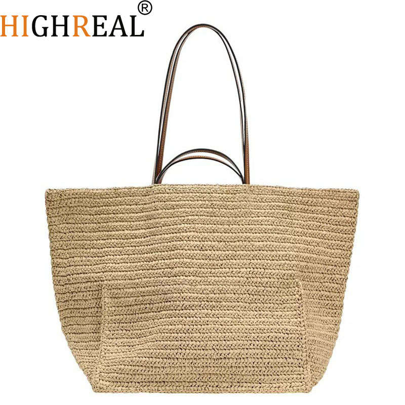 Women Shouder Bohemian Straw U - Crochet Market Bag บทวิจารณ์และราคา