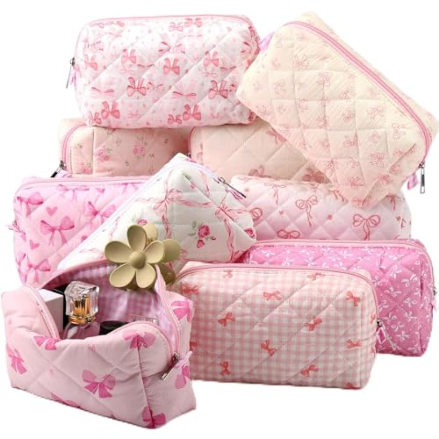 10 Pcs Quilted Makeup Bag Bulk - Women Bags For Women บทวิจารณ์และราคา