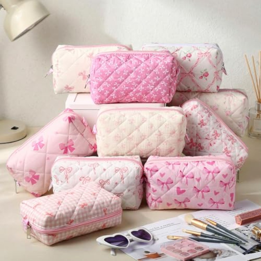 10 Pcs Quilted Makeup Bag Bulk - Women Bags For Women บทวิจารณ์และราคา