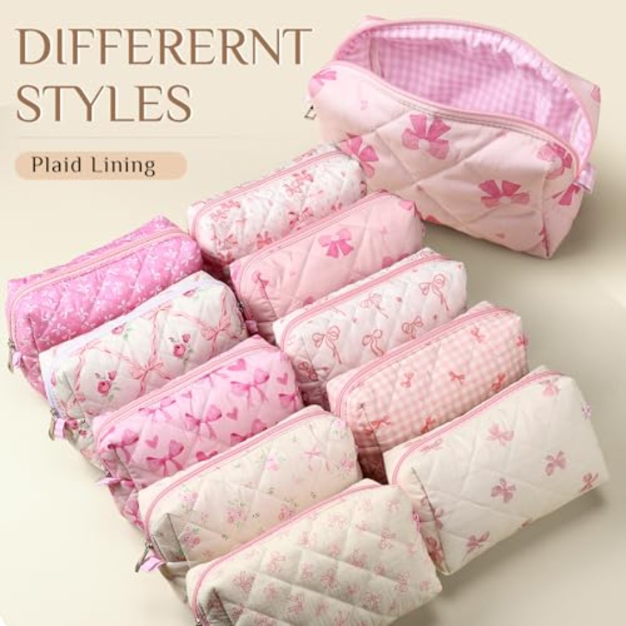 10 Pcs Quilted Makeup Bag Bulk - Women Bags For Women บทวิจารณ์และราคา