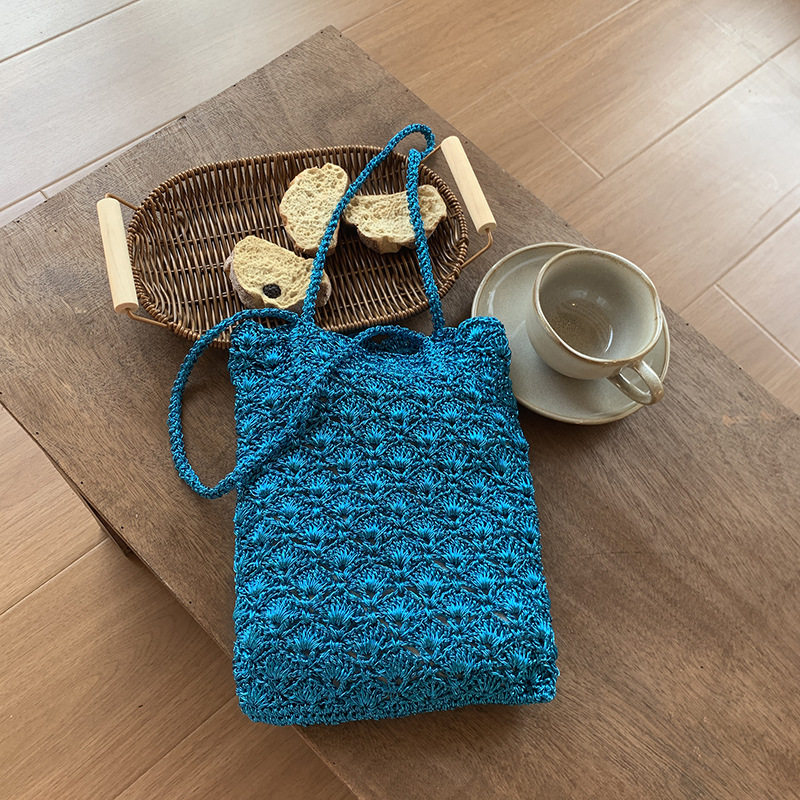 Silver Thread Handmade Woven B - Crochet Market Bag บทวิจารณ์และราคา
