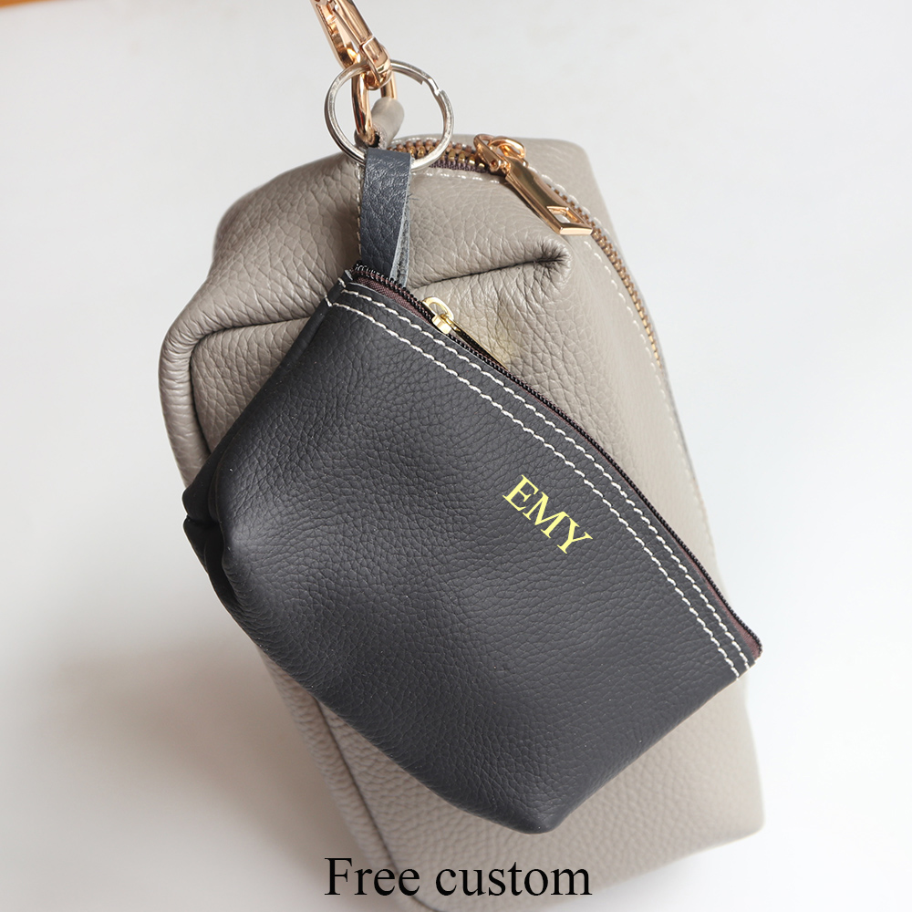 Cowhide Zip Coin Pouch Custom  - Women Bags Zip บทวิจารณ์และราคา