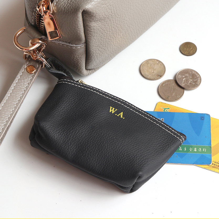 Cowhide Zip Coin Pouch Custom  - Women Bags Zip บทวิจารณ์และราคา