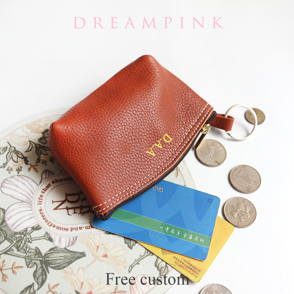 Cowhide Zip Coin Pouch Custom  - Women Bags Zip บทวิจารณ์และราคา